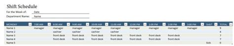 Employee Shift Schedule Template In Excel (Download.xlsx)