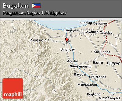 Free Shaded Relief 3D Map of Bugallon