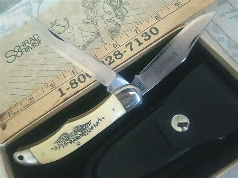 VINTAGE SCHRADE USA SCRIMSHAW 260SC WHALERS FOLDING 2 BLADE POCKET