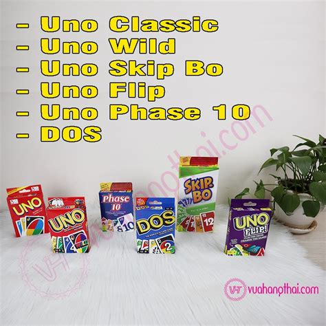 Bộ bài trò chơi Uno Classic Wild Skip Bo Flip Phase 10 DOS BTS