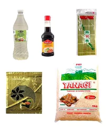 Kit Sushi Arroz Esteira Alga Nori Shoyu Tempero Suave