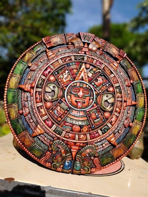 Prehispanic Aztec Art Aztec Calendar Mexican Painting Wood - Etsy