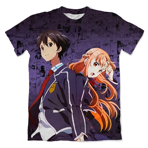 Camisa Anime Sword Art Online Asuna E Kirito Escolar Shopee Brasil