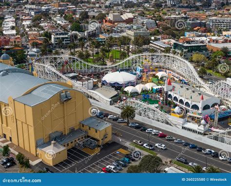 Vue Aérienne Du Parc Dattractions Luna Melbourne à St Kilda Australia