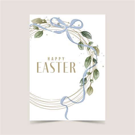 Premium Vector Happy Easter Card Template In Rustic Style Concept