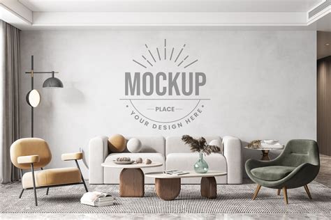 Wallpaper Mockup Interior Mockup Living Room Empty Wall Etsy