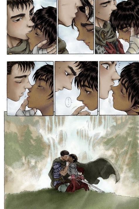 a comic strip with two people kissing and one is holding the other's head