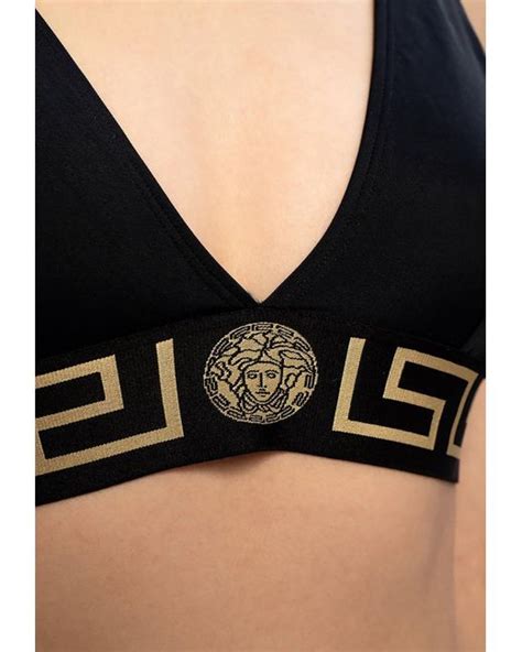 Versace Greca Border Bikini Top In Black Lyst