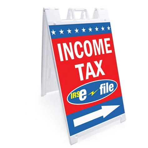 A Frame Sidewalk Income Tax E File With Arrow Sign With Graphics On