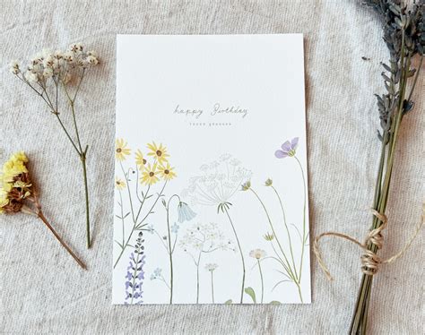 Geburtstagskarte Happy Birthday Blumenwiese Fr Hling Umschlag A Etsy De