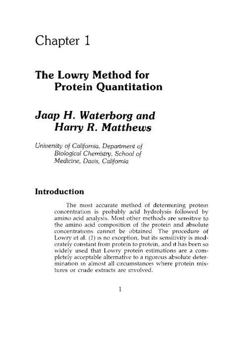 Pdf Chapter 1 The Lowry Protein Method For Dokumentips