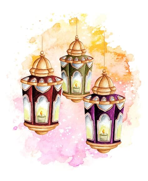 Premium Vector Watercolor Arabic Lantern Ramadan Kareem