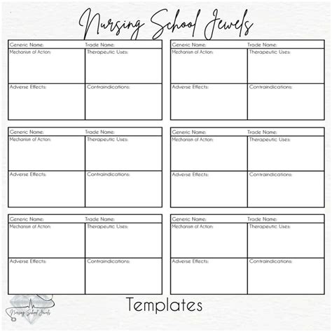 Pharmacology Drug Card Template Midi