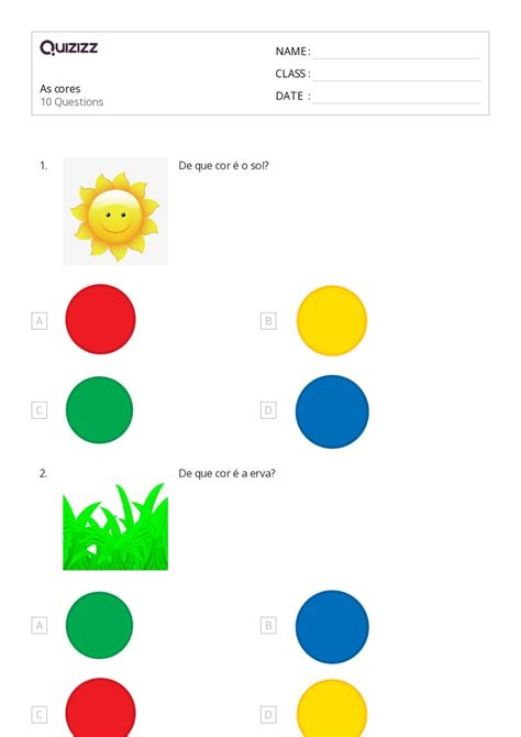 Cores Imprimível Jardim Da Infância Planilhas Quizizz