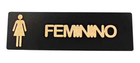 Placa Aviso Feminino De Madeira Em Relevo Parcelamento Sem Juros