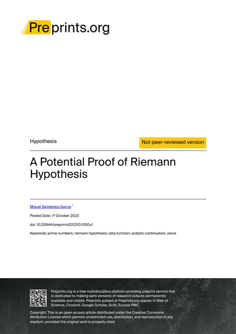 Pdf A Potential Proof Of Riemann Hypothesis