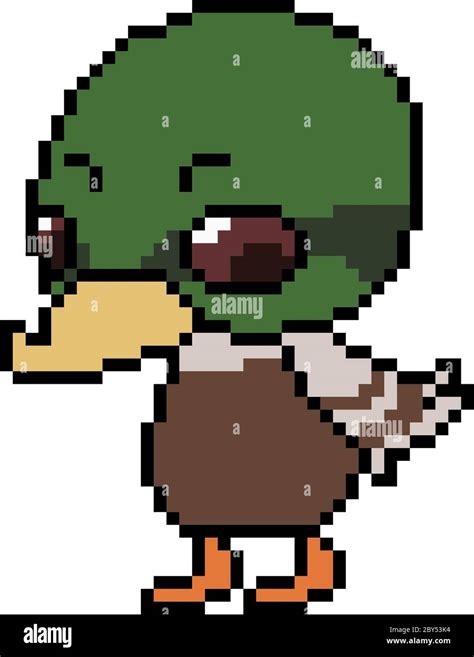 Vector Pixel Art Duck Isolated Stock Vector Image And Art Alamy