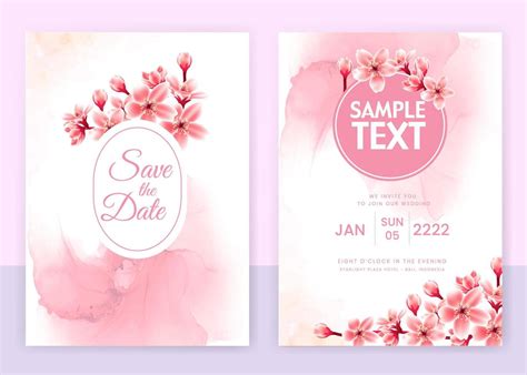 Invitation Card With Beautiful Blooming Floral Watercolor Background