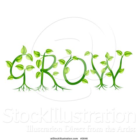 Vector Illustration Of Green Plants Forming The Word Grow By