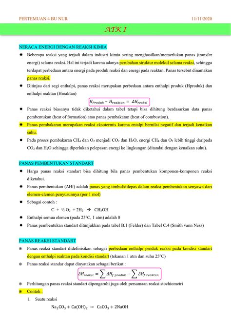 SOLUTION Atk I 3 11 Neraca Energi Dengan Reaksi Kimia Studypool