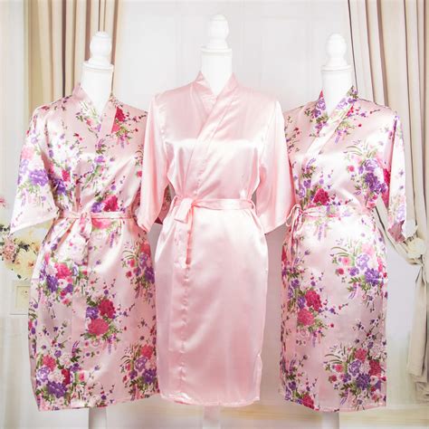 Pink Floral Satin Robe | Bridal Party Robes | Aussie Wedding Shop