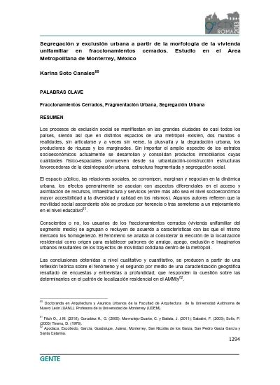 Segregación y exclusión urbana a partir de la morfología de la vivienda