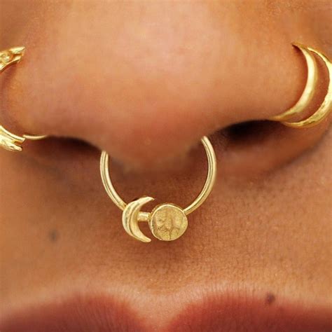 Moon Phases Septum Ring Septum Piercing Rose Gold Septum Etsy