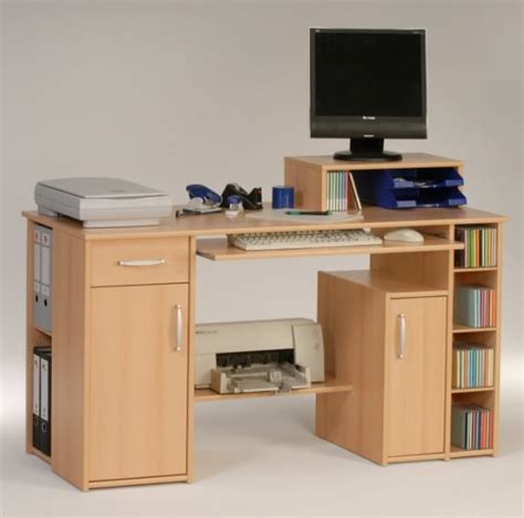 Tishe Beech Computer Work Station With Storage | Furniture in Fashion