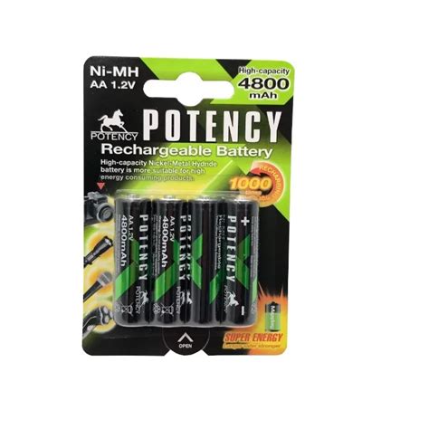 Kit 4 Pilha Recarreg Vel AA 1 2v 4800 Mah Ni Mh Png