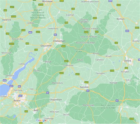 Map Of The Cotswolds Towns And Villages