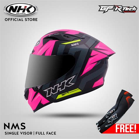 Nhk Helmet Gp R Tech Nms Full Face Single Visor With Free Smoke Visor