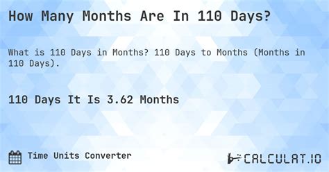 110 Dias São Quantos Meses - How Many Months Are In 110 Days? - Calculatio