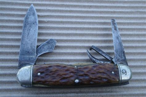 Vintage Remington R3333 Scout Knife Acorn Shield Milled Liners Bone 4 Blade Nr 4544202907