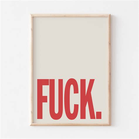 Typography Fuck Bold Text Wall Art Print By Lune Club