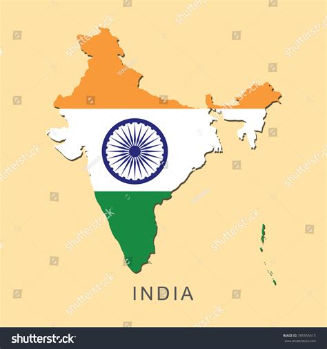 Flag Map India On Yellow Orange Stock Vector (Royalty Free) 785555515 ...