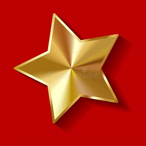 Vector A Ilustra O Da Estrela Brilhante Do Ouro Em Um Fundo Vermelho