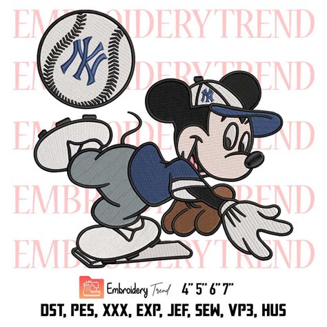 Baseball New York Yankees Mickey Embroidery Mlb Baseball Design File