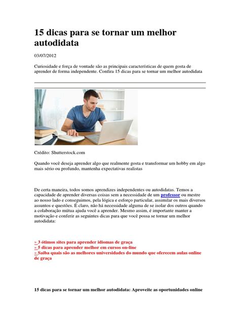 O Que É Autodidatas - Dicas Essenciais para Autodidatas | PDF | Motivação | Motivacional