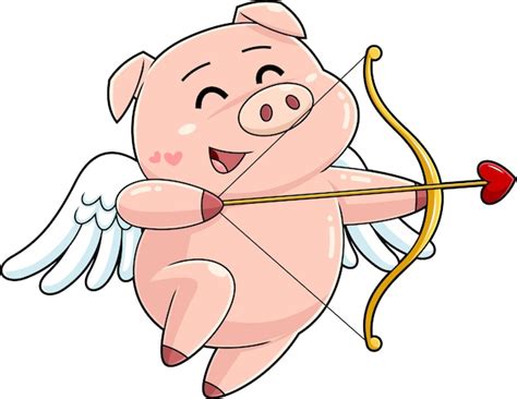 Personnage De Dessin Anim Mignon Cochon Cupidon Avec Arc Et Fl Che