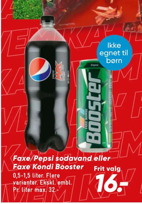 Faxe Pepsi Sodavand Eller Faxe Kondi Booster Tilbud Hos Bilka