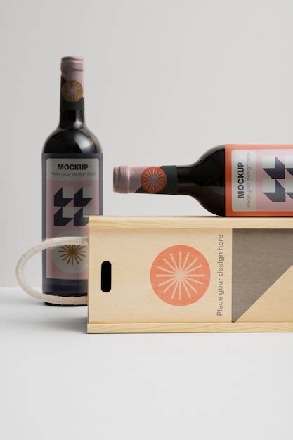 Caja De Madera Para Vino Y Botellas Archivo PSD Premium