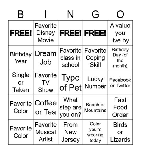 Common Ground Bingo Card