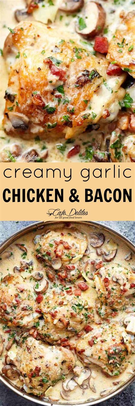 Creamy Garlic Parmesan Mushroom Chicken And Bacon Cafe Delites