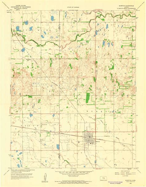 Classic USGS Burrton Kansas 7.5'x7.5' Topo Map – MyTopo Map Store