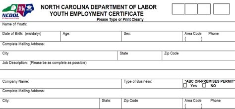 Nc Workers Permit Form Printable Fillable Pdf Form