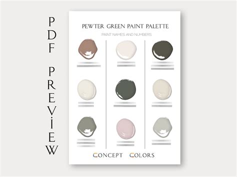 Sherwin Williams Pewter Green Paint Palette Redend Point Etsy