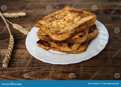 Stack Of French Toast On Wooden Background Stock Image Image Of Honey