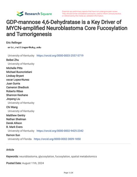 Pdf Gdp Mannose Dehydratase Is A Key Driver Of Mycn Amplified