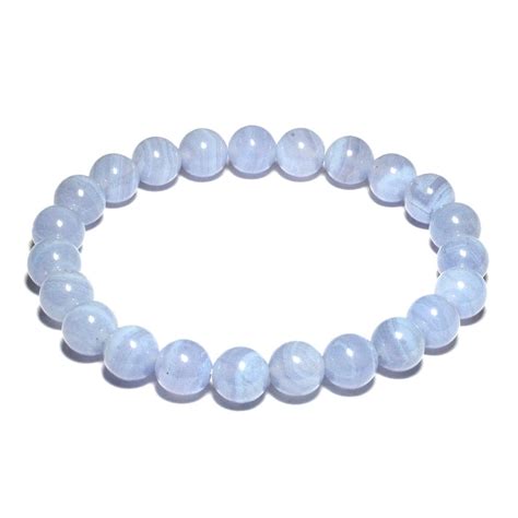 Blue Lace Agate Mm Round Bead Bracelet