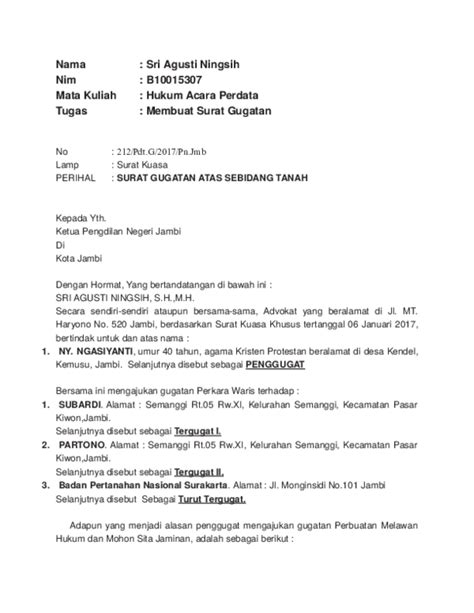 Detail Contoh Surat Gugatan Sengketa Tanah Koleksi Nomer 21